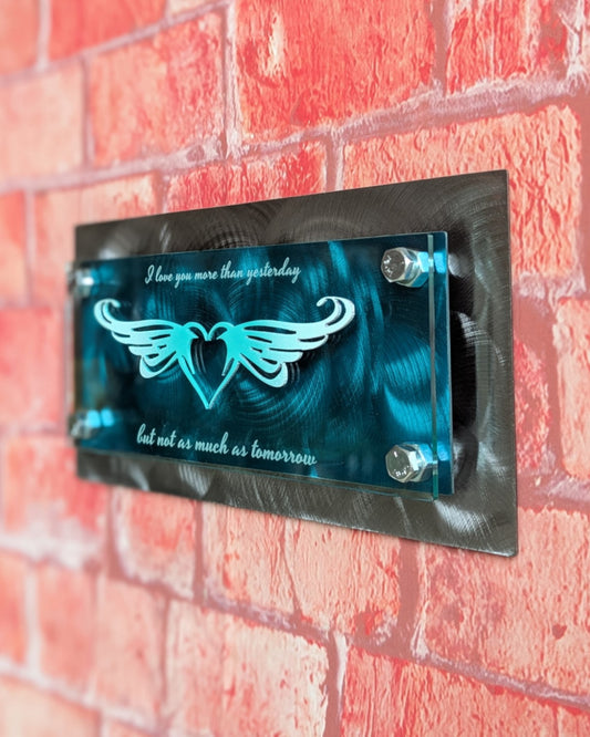 Steel Winged Heart Valentine Wall Art