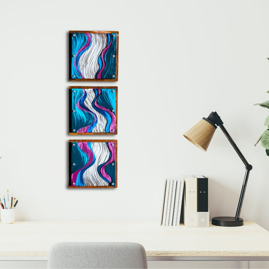 Undercurrent – Layered Steel Wave Wall Panels (Set of 3)
