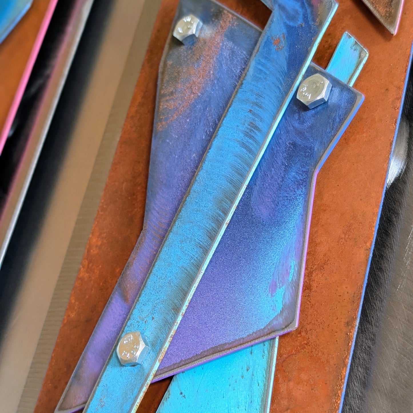 Abstract Layered Metal Wall Sculptures – Industrial Triptych (Set of 3) Fragments